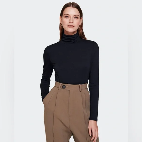 White + Warren - Hot Pink Scrunch Neck Tee - Turtleneck Long Sleeve Size M - Picture 2 of 10